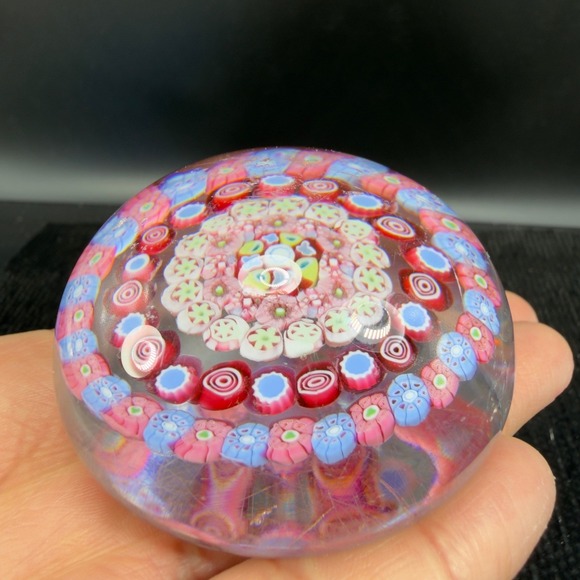 Baccarat Millefiori Art Glass Paperweight Concentric Floral Murrine Pink RARE - Picture 14 of 16